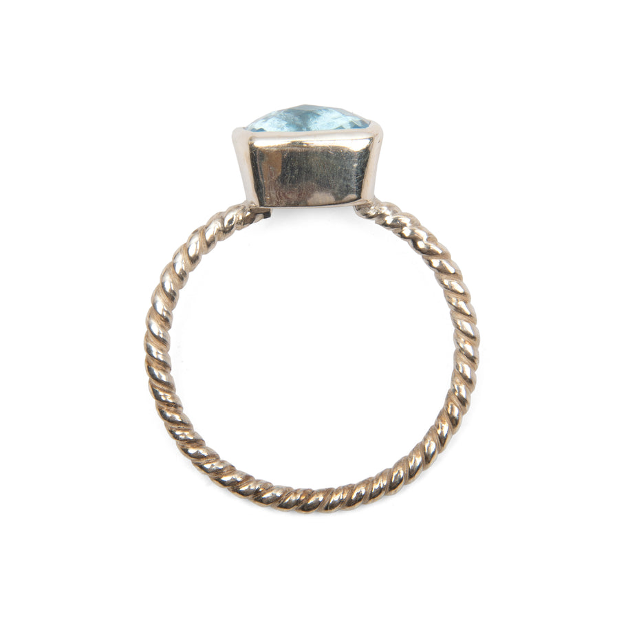 Blue Topaz - Square Ring, Size 9