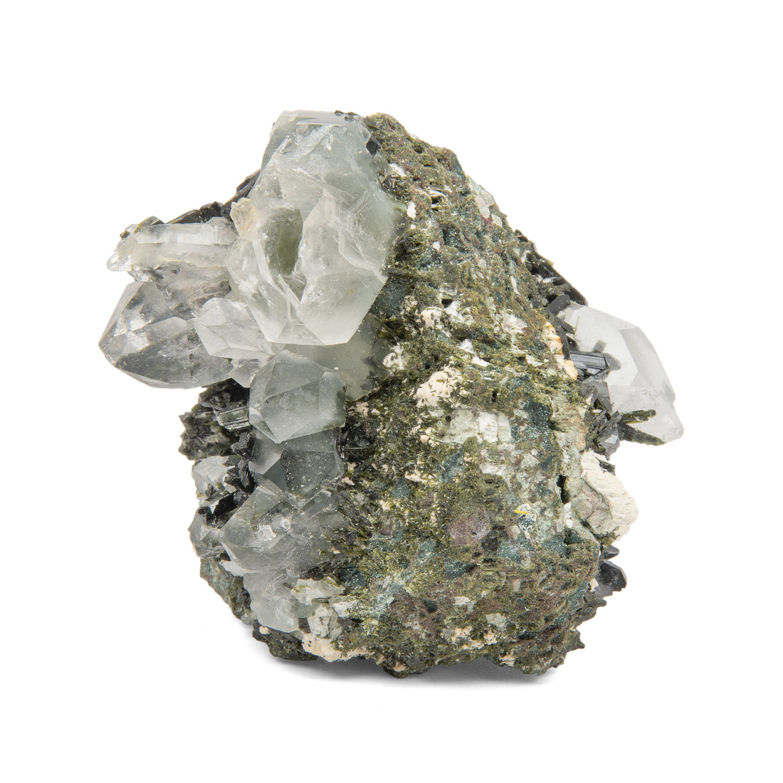 Epidote in Dream Quartz Cluster