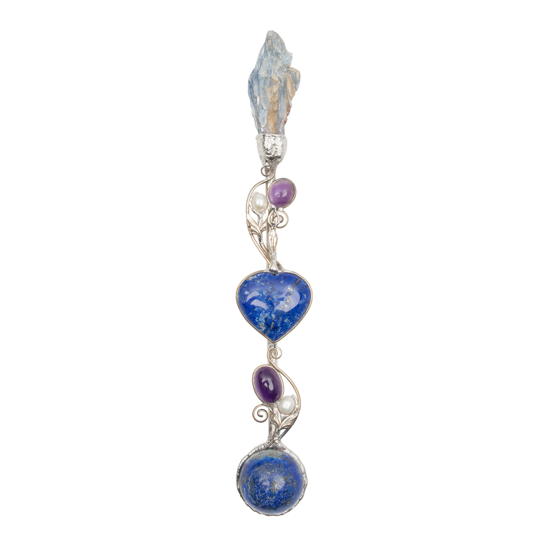 Lapis Lazuli, Kyanite, Amethyst, & Pearl - Wand